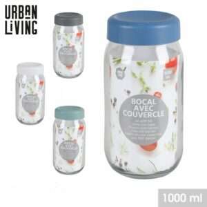 Bocal en verre Zulia avec couvercle à visser 1000ml 4 couleurs