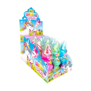 Sucette avec poudre pétillante Licorne 50g présentoir de 12