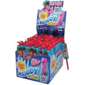 Sucette Chupa Chups Melody Pops fraise 18g, boîte de 48